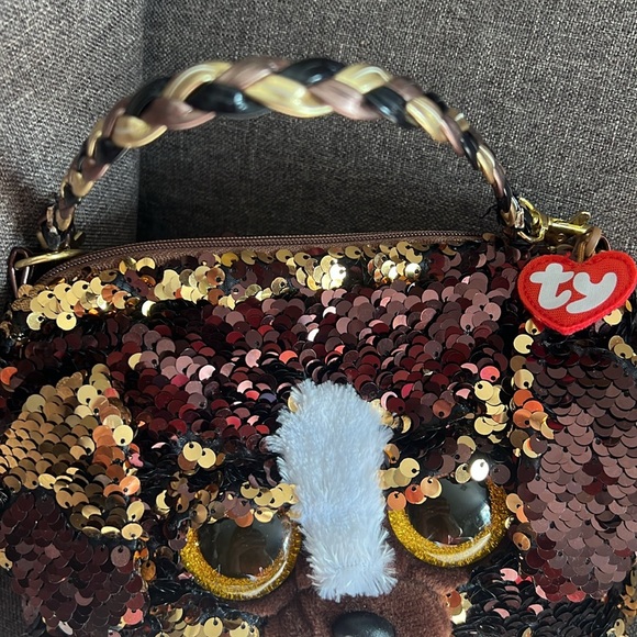 TY ♥️FASHION BRUTUS The BULLDOG SEQUIN MINI PURSE NWT - Picture 5 of 11